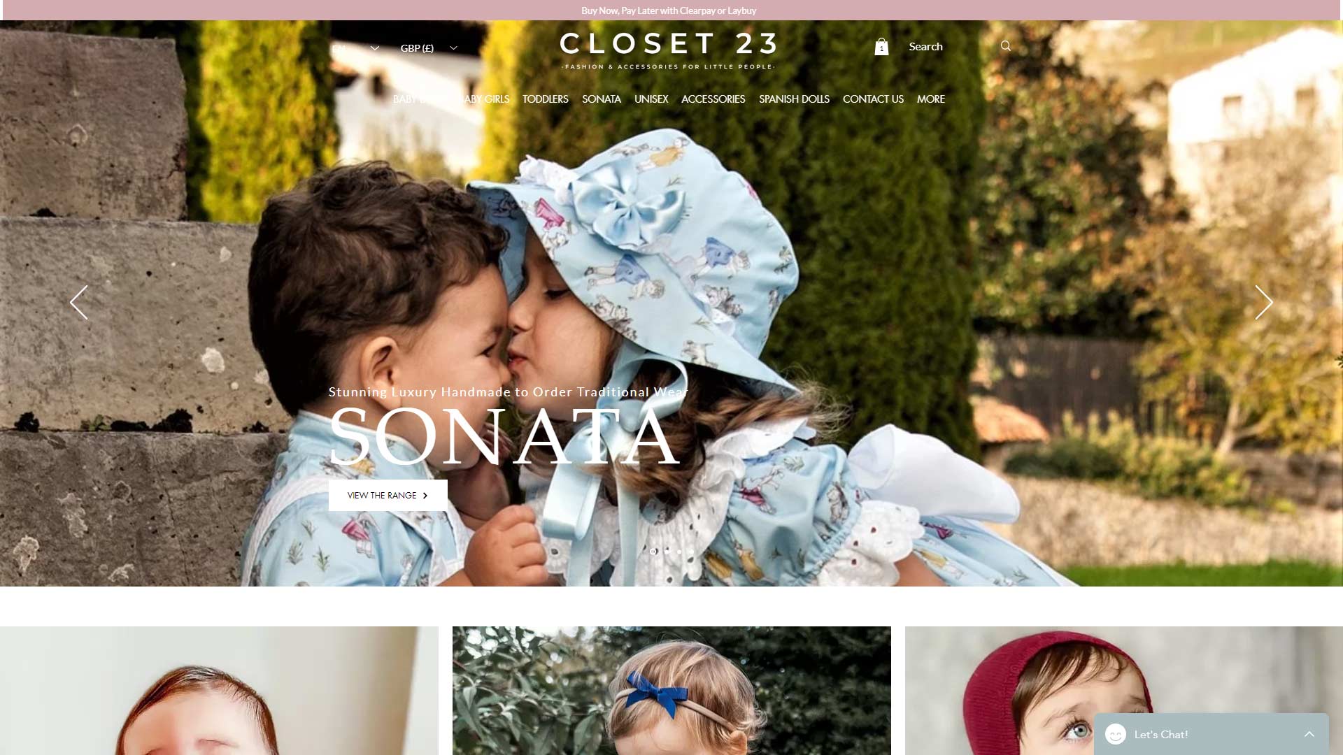 the homepage of a clothing site