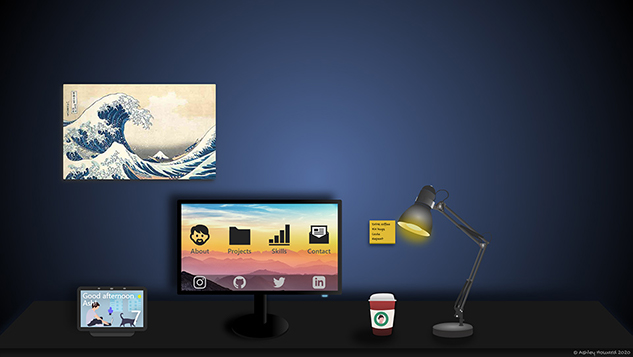 a homepage screenshot of My desk (conceptual)